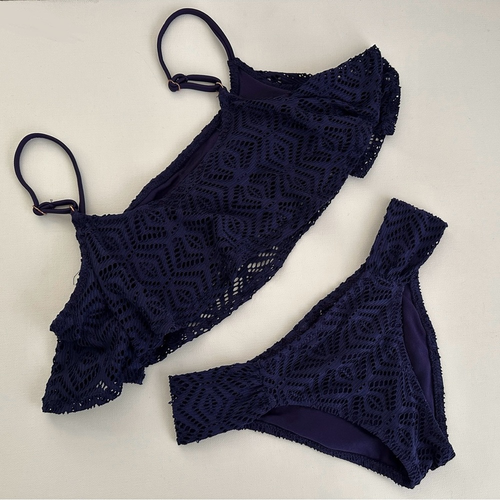 Roxy women purplish blue bathing suit swimsuit bikini swim | Size SP.